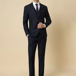 Allen Solly Slim Fit Self Design Formal 3 Piece Suit-image-97
