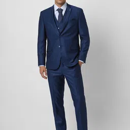 Van Heusen Men Self Design Slim Fit Single-Breasted 3 Piece Suit-picture-34