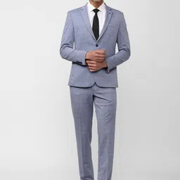Van Heusen Men Checked Single-Breasted Slim Fit 2 Piece Formal Suit-image-49