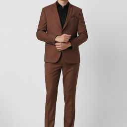 Van Heusen Men Textured Slim-Fit Notched Lapel Single-Breasted Two-Piece Suit-image-81