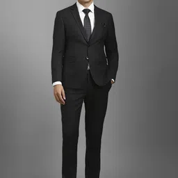 Louis Philippe Textured Slim-Fit Notched Lapel Single-Breasted Two-Piece Suit-image-41