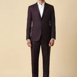 Allen Solly Textured Notched Lapel Slim-Fit Two Piece Formal Suit-13