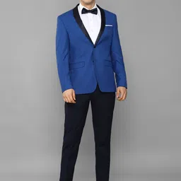 Allen Solly Men Blue Solid Slim-Fit Single-Breasted Two-Piece Party Suit-image-30