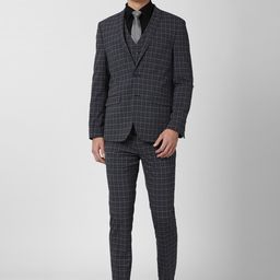 Van Heusen Men Grey Checked Single Breasted Slim Fit Four-Piece Formal Suit-image-32