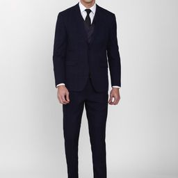 Van Heusen Men Navy Blue Solid Four Piece Suit-image-44
