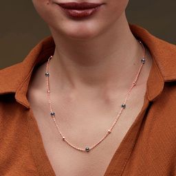 MINUTIAE Brass Rose Gold-Plated Beads-Beaded Pendant Necklace With Chain-26