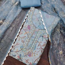 MANVAA Floral Embroidered Sequnnied Unstitched Dress Material-picture-24