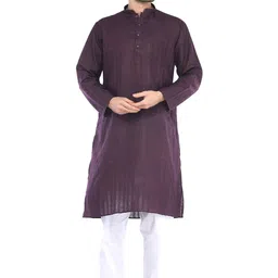Exotic India Checked Pure Cotton Kurta With Pyjamas-image-89