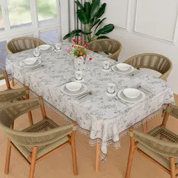 Kuber Industries Transparent Floral Waterproof 6-Seater Table Cover-image-17
