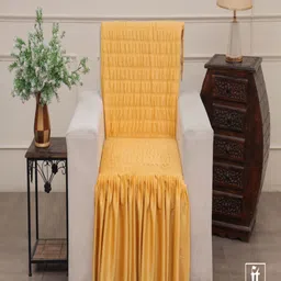 Fashion Throw Yellow Self Design Velvet 1 Seater Sofa Cover-image-79