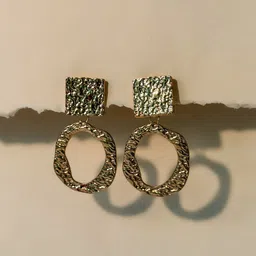 NAMAN ARTS Gold Plated Contemporary Antique Drop Earrings-image-48