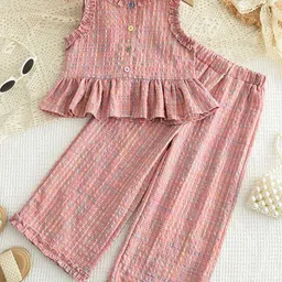LULU & SKY Girls Checked Top with Trousers-image-33