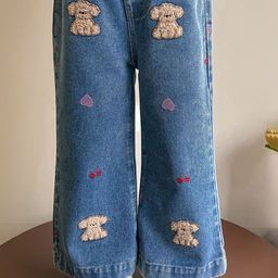 LULU & SKY Girls Wide Leg Mid-Rise Embroidered Light Fade Jeans-image-32