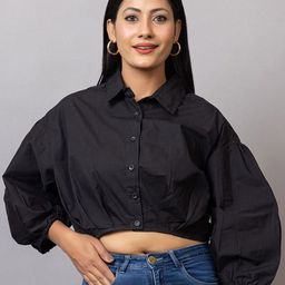 PROBASIC Women Printed Puff Sleeve Cotton Crop Top-picture-43
