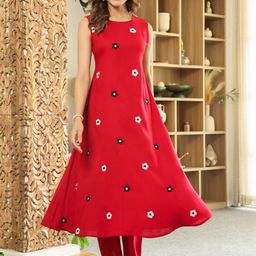 GoSriKi Women Floral Embroidered Regular Thread Work Kurta with Trousers-picture-26