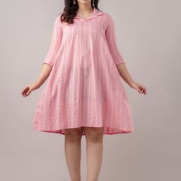 Demirner Striped Cotton A-Line Midi Dress-24