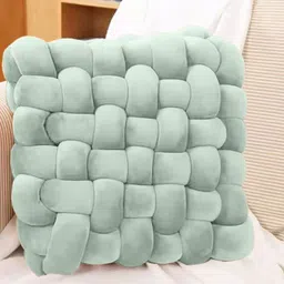 HOUSSE Green Textured Square-Shaped Pre-Filled Cushion-17
