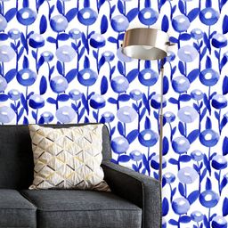 ArtzFolio Printed UV-Resistant Anti-Bacterial Indigo Floral Art Peel & Stick Wallpaper-image-28
