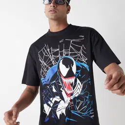 Bewakoof Men Venom Graphic Printed Round Neck Cotton Oversized T-shirt-image-31