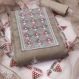 KALINI Embroidered Organza Unstitched Dress Material-image-35