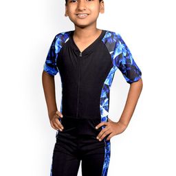 Aqua Holic Boy's  Self Design Colourblocked Swim Set-19