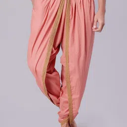 Bharatasya Men Solid Dhoti Pants with Drawstring Waist Saffron-49