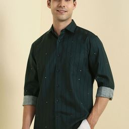 Allen Solly Men Slim Fit Grid Tattersall Checks Striped Casual Shirt-picture-17