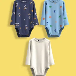Orange Sugar Infants Pack Of 3 Printed Cotton Bodysuits-22