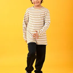 Anthrilo Boys Striped Round Neck T-shirt  With Fleece Joggers-image-22