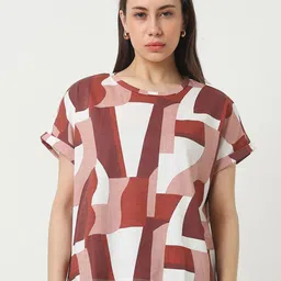 Van Heusen Woman Geometric Print Extended Sleeves Cotton Top-image-55