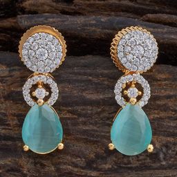 Kushal's Fashion Jewellery Rhodium Gold-Plated Zircon Studded Teardrop Shaped Drop Earrings-30
