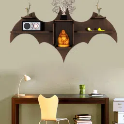 vibecrafts Engineered Wood Wallshelf in Walnut Finish-picture-9