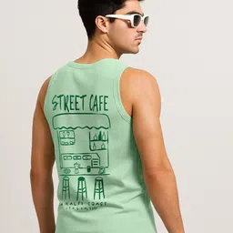 VEIRDO Men Regular Fit Green Printed Pure Cotton Gym-Vest - G4_SRTC_FG-image-10