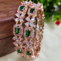 Anouk Set Of 2 Rose Gold-Plated American Diamond Studded Bangles image 3