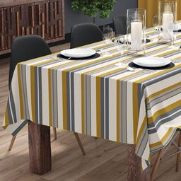 HOME COLORS.IN White Striped Cotton 8-Seater Table Cover-image-71
