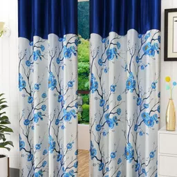 Galaxy Home Decor Blue Set of 2 Floral Window Curtain-image-34