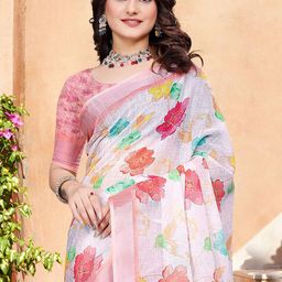Anouk Rustic Floral Printed Zari Block Print Saree-58