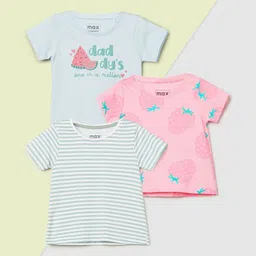max Girls 3 Striped Applique T-shirt-image-74