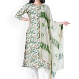 Silselah Floral Printed Round Neck Straight Kurta With Trousers & Dupatta-picture-10