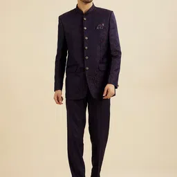 Manyavar Self Design Mandarin Collar Two-Piece Suit-picture-10