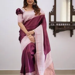 SANJANA SILK Checked Zari Kota Saree-image-30