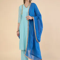 ADORNIA Women Regular Gotta Patti Kurti with Trousers & With Dupatta-picture-45
