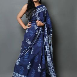 Pinkcity Trade World Ethnic Motifs Printed Pure Cotton Block Print Saree-image-63