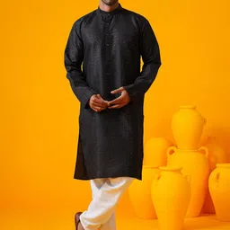 SOJANYA Men Embroidered Regular Thread Work Kurta with Pyjamas-picture-14