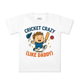 arvesa Cricket Crazy Like Daddy Printed Kids Tshirt-picture-23