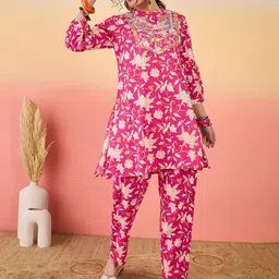 Sangria Embroidered Pure Cotton Top With Trouser Co-Ords-picture-15