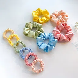 Silvr Bear Women Pack of 11 Satin Scrunchies-34