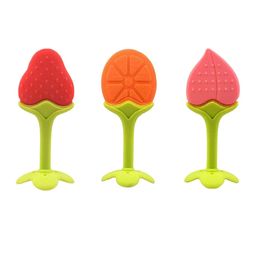 NeonateCare 3-Pcs Red & Green Strawberry Orange & Peach Shape Teether-42