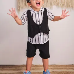 BLOOD PANTHER Boys Striped Short Sleeves Shirt With Shorts-image-69
