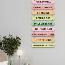 ArtVibes Pink & Green Printed Wooden Wall HangingDecor-image-88